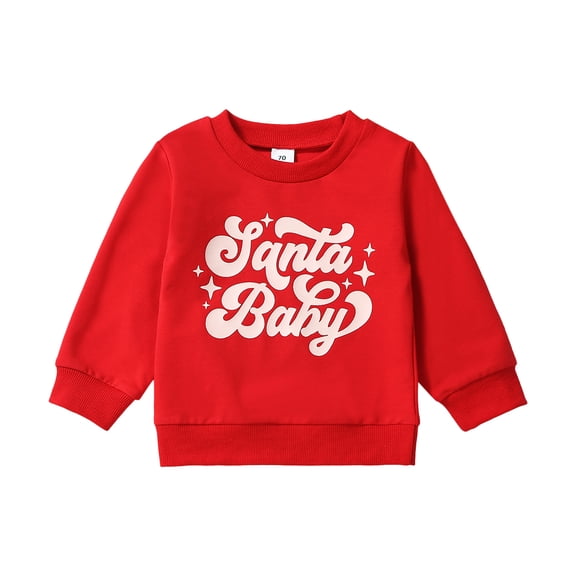 Toddler Girls Boys Sweatshirts 6M 12M 18M 24M 3Y 4Y 5Y Christmas Letter Print Crew Neck Long Sleeve Kids Pullovers Fall Tops