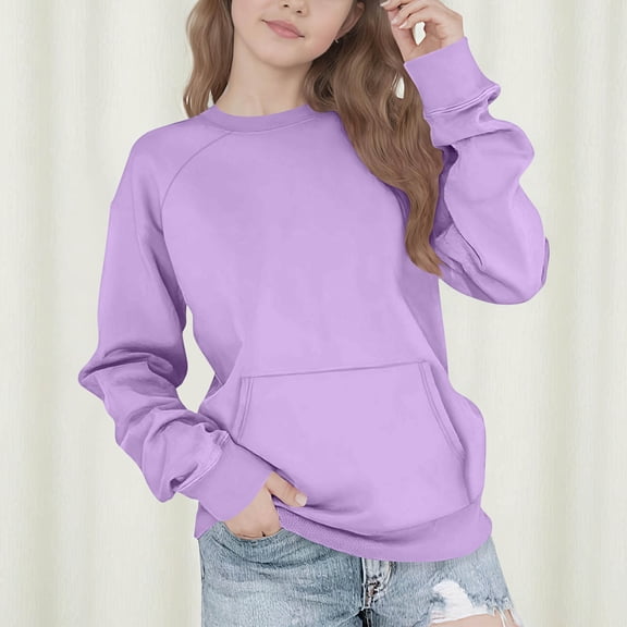 Toddler Girls Boys Sweatshirts Toddler Long Sleeve Pullover Sweatshirts Kids Boys Crewneck Tops Shirts Purple 9-10 Years