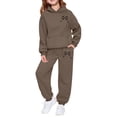 thumbnail image 1 of Toddler Girls Boys Sweatsuit 2 Piece Track Suit Sweat Suits for Girls Cute Bow Sweatshirt and Jogger Sweatpants Set,Coffee 12-13 Years, 1 of 4