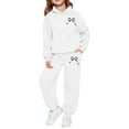 thumbnail image 1 of Toddler Girls Boys Sweatsuit 2 Piece Track Suit Sweat Suits for Girls Cute Bow Sweatshirt and Jogger Sweatpants Set,White 12-13 Years, 1 of 4