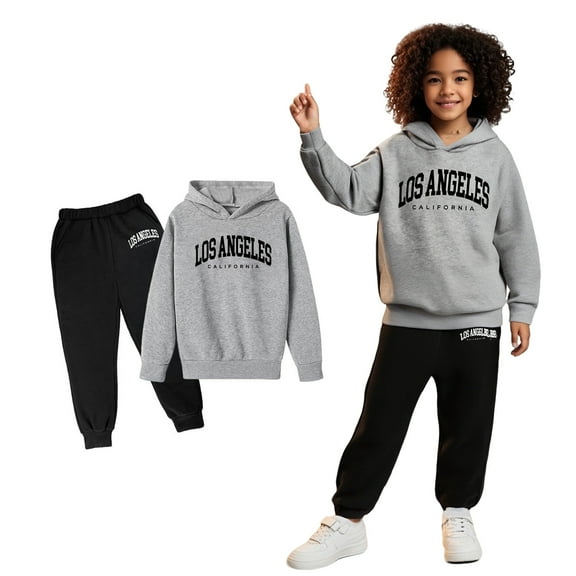 Toddler Girls Boys Sweatsuit Set 2 Piece Long Sleeve Letter Graphic Tracksuit Hoodie Jogging Pants Fall Clothes Girls' Clothing Sets 3-4 Years