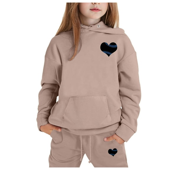 Toddler Girls Boys Sweatsuit Set,2PC Long Sleeve Khaki Hoodie and Jogger Sweatpants Fall Winter Clothes Boys Jogger Set 2-3 Years Cute Boys Girls Clothing