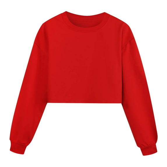 Toddler Girls Boys T Shirts Long Sleeve Solid Warm Pullover Tops Fall and Winter Casual Crewneck Oversized Shirts for Girls,Z2-Red,7-8 Years