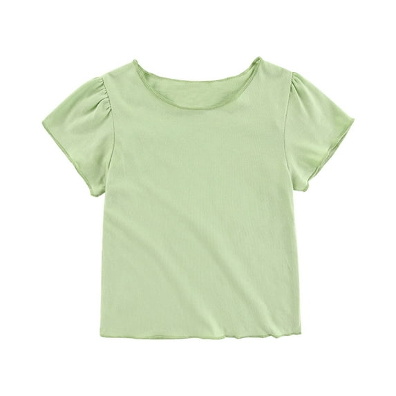 Toddler Girls Boys T Shirts New Toddler Kids Girls Fashion Cute Solid Color Breathable Soft Short Sleeve Tops Style B-54 Green 4 Years