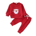 thumbnail image 1 of Toddler Girls Boys Winter Christmas Long Sleeve Santa Prints Tops Pants 2PCS Outfits Clothes Set 12-18 Months, 1 of 7