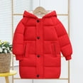 thumbnail image 1 of Toddler Girls Boys Winter Coat Puffer Jacket Solid Color Down Long Sleeved Hooded Jacket For Childern Casual Outwear Red 5 Years, 1 of 5