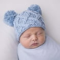 thumbnail image 1 of Toddler Girls Boys Winter Hats Soft Baby Caps Kids Knit Warm for Outdoor Play, 0-6 Months, Light Blue, 1 of 8