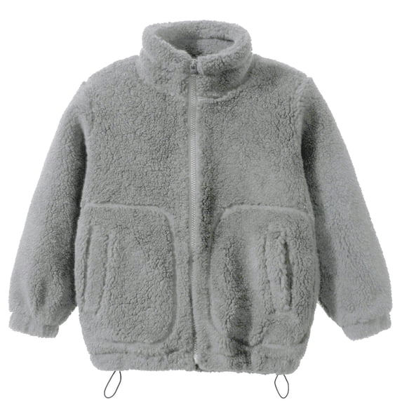 Toddler Girls Boys Winter Long Sleeve Warm Solid Color Thicken Stand Collar Drawstring Thermal Coat Jacket Running Jackets for Girls Buckle Baby Coat