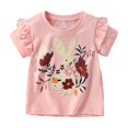 thumbnail image 1 of MEZZALL Toddler Girls Bunny Floral Embroidered T Shirts Summer Casual Short Sleeve Tops Relaxed Fit Dailywear 7-8 Years, 1 of 7