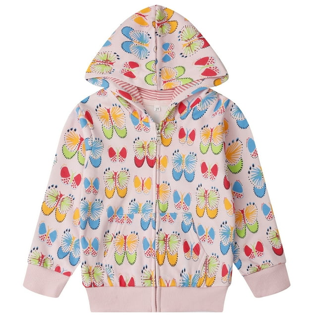 Toddler Girls Butterfly ZipUp Hoodie Jacket Sweatshirt Casual