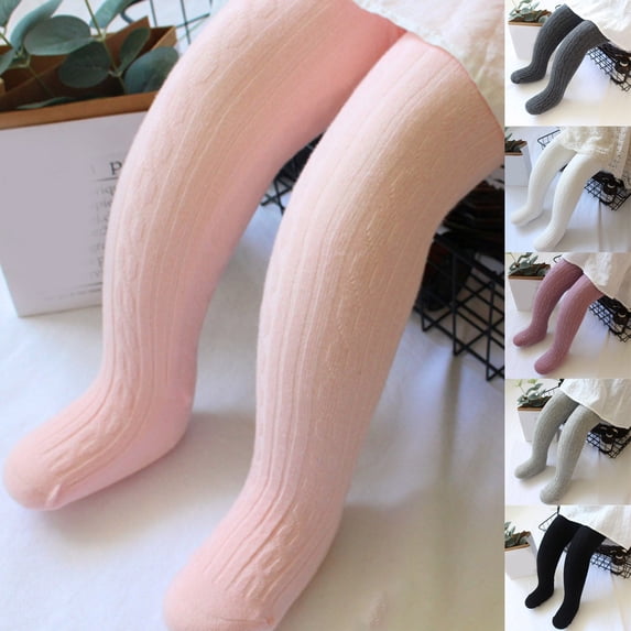 Toddler Girls Cable Knit Tights Soft Stretchy Full Footed Pantyhose Solid Color Leggings for Fall Winter Dress Outfits