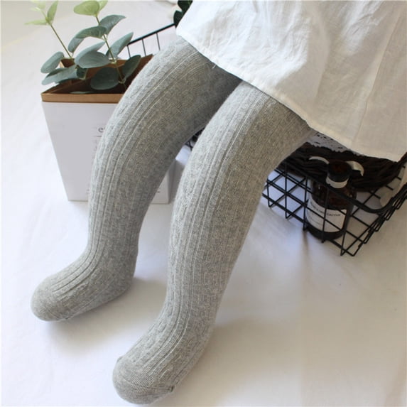 Toddler Girls Cable Knit Tights Soft Stretchy Full Footed Pantyhose Solid Color Leggings for Fall Winter Dress Outfits