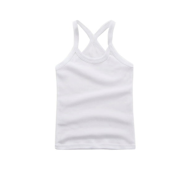 Toddler Girls Camisole Tops Solid Racerback Tank Top Sleeveless Sports Tshirts Summer Kids Casual Daily Tees