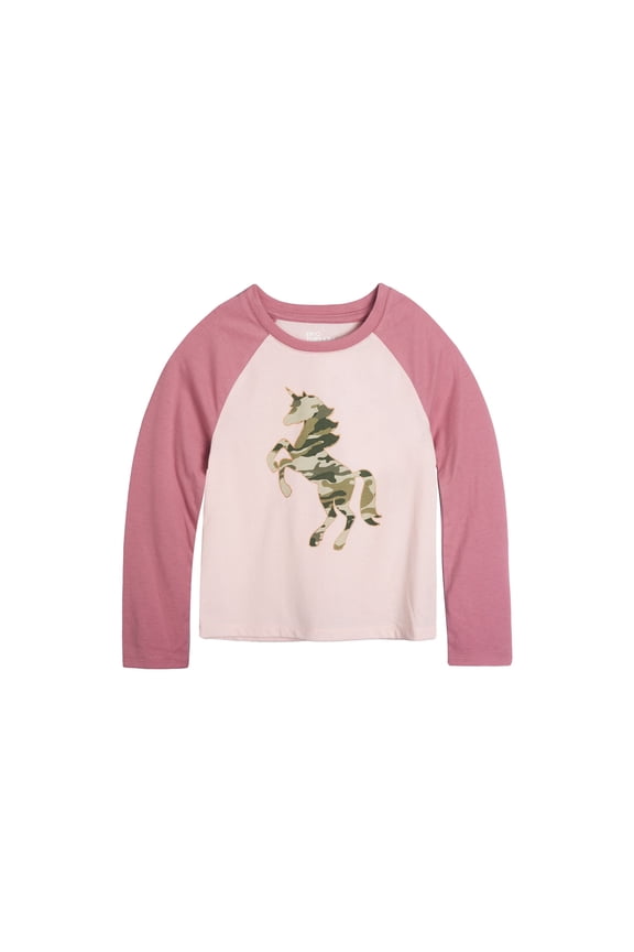 Toddler Girls Camo Unicorn Graphic T-Shirt Crystal Pink 2T