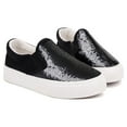 thumbnail image 1 of Toddler Girls Canvas Sneakers Loafer Shoes Slip On Little Kids Sequins Glimmer Glitter Sparkle Low Top Non Slip Rubber Sole Lightweight Breathable Walking Outdoor Fashion Casual Black Size 12, 1 of 6