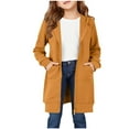 thumbnail image 1 of Toddler Girls Cardigan Jackets with Pockets Solid Color Zip Up Long Hooded Jacket Fall Winter Trendy Coat, Orange, 1 of 6