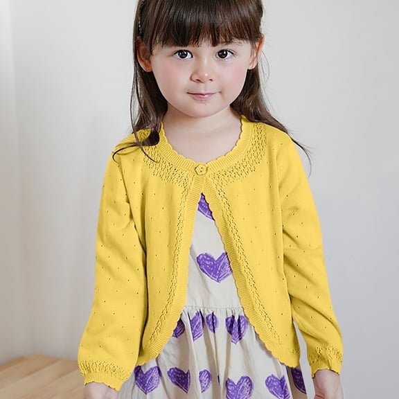Toddler Girls Cardigan Sweater Cardigan Long Sleeve Bolero Shrug Kids Button Closure Knitted Shrug Cropped Sweaters Tops for Toddlers & Kids