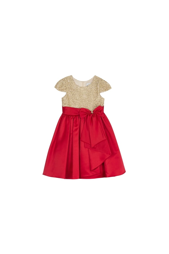 Toddler Girls Cascade Bow Dress Embro Red 4T