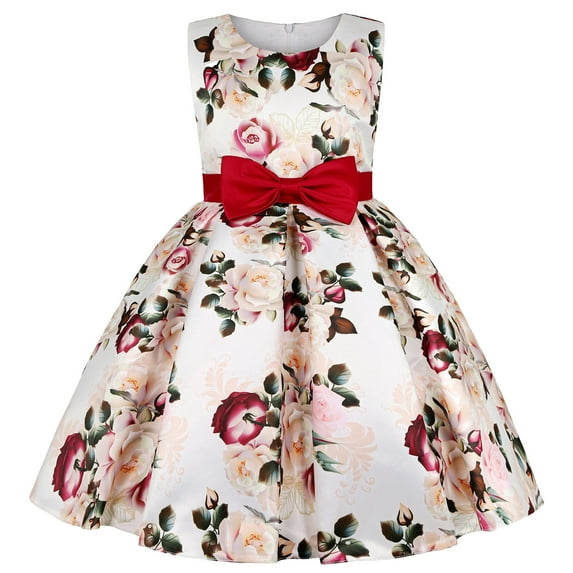 Toddler Girls Casual Dresses Flying Sleeve Princess Floral Print Children Kids Dress Holiday Wear Activewear