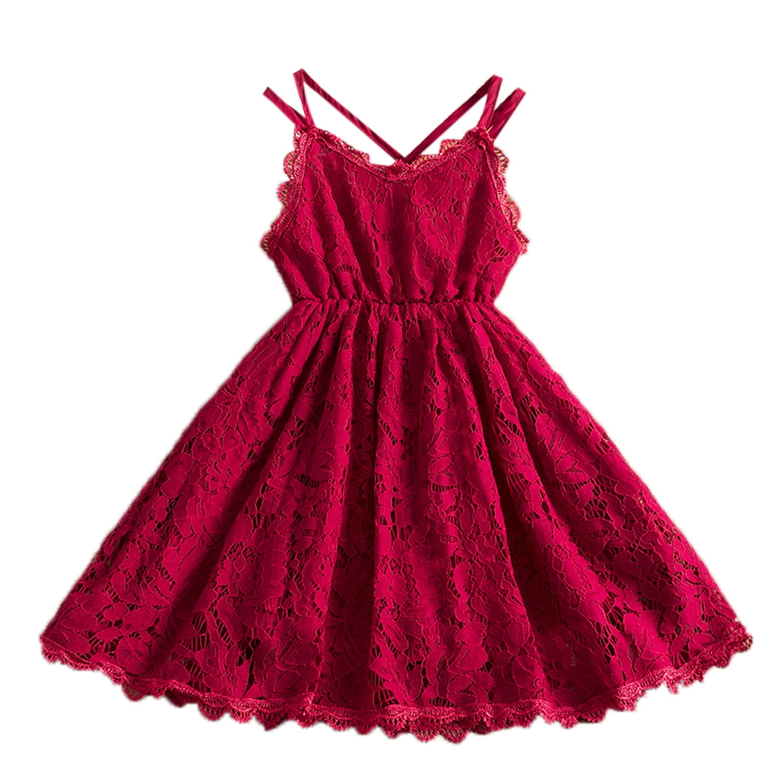 Toddler Girls Casual Dresses Gown Solid Color Party Lace Princess ...