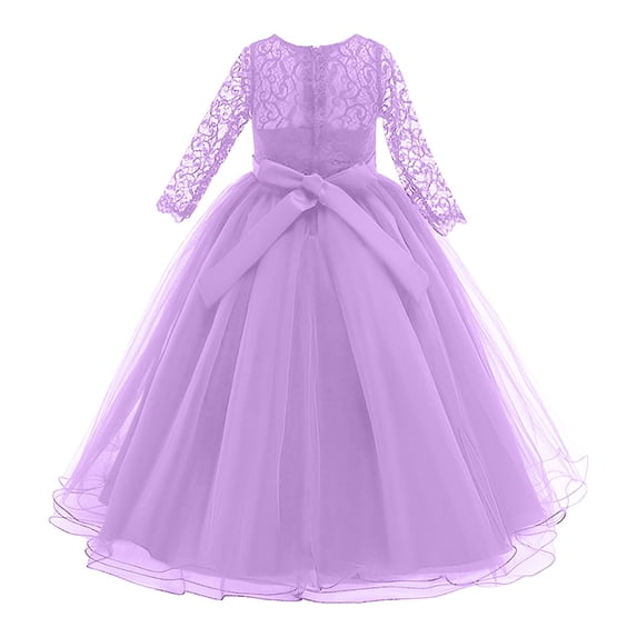 Toddler Girls Casual Dresses Lace Bowknot Princess Flower Performance Formal Half Sleeve Tutu Children Kids Dress Holiday Wear