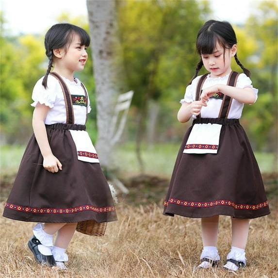 Toddler Girls Casual Dresses Oktoberfest Spring Summer Floral Cotton Crew Neck Short Sleeve Tops Skirts Outfits Clothes Festival Wear