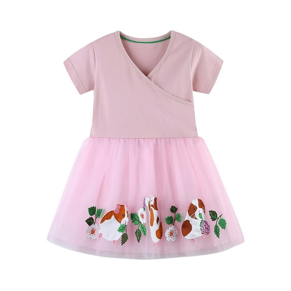 Toddler Girls Casual Dresses Short Sleeve Prints Dress Dance Party Dresses Flower Girl Dresses Sundress Dresses