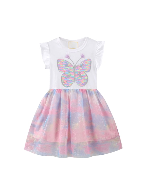 Toddler Girls Casual Dresses Short Sleeve Prints Dress Dance Party Dresses Flower Girl Dresses Sundress Dresses
