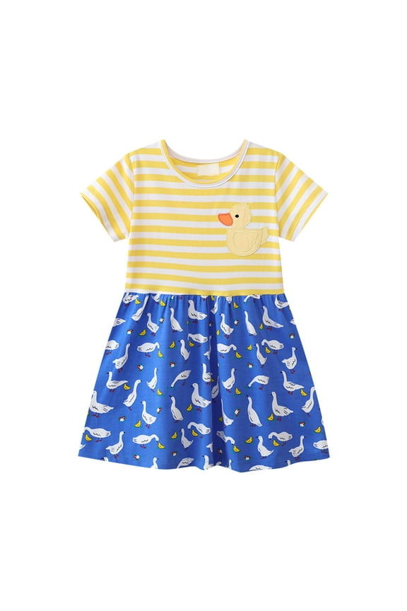 Toddler Girls Casual Dresses Short Sleeve Prints Dress Dance Party Dresses Flower Girl Dresses Sundress Dresses