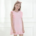 thumbnail image 1 of Toddler Girls Casual Dresses Solid Color Crew Neck Sleeveless Ruffle Dance Party Dress Sleepwear Holiday Wear, 1 of 8