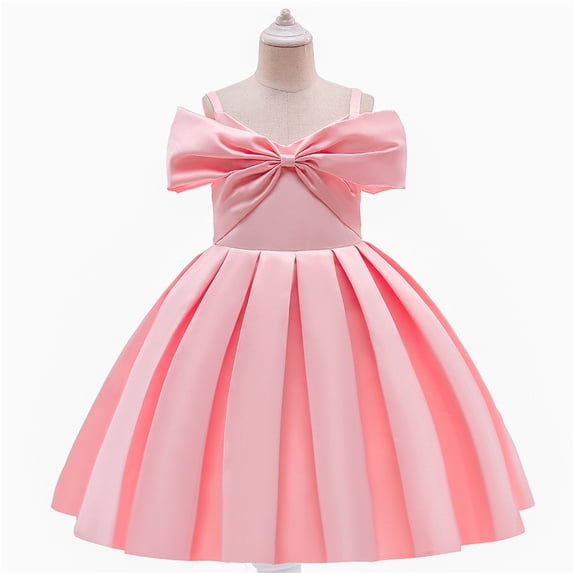 Toddler Girls Casual Dresses Spring Summer Solid Color Ruffle Off Shoulder Sleeveless Princess Dress Holiday Wear