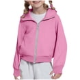 thumbnail image 1 of Toddler Girls Casual Jackets New Girls Zip up Hoodie with Thumb Holes Kids Fall Winter Long Sleeve Fleece Cropped Hooded Sweatshirt Jacket Pinky 5 Years, 1 of 9
