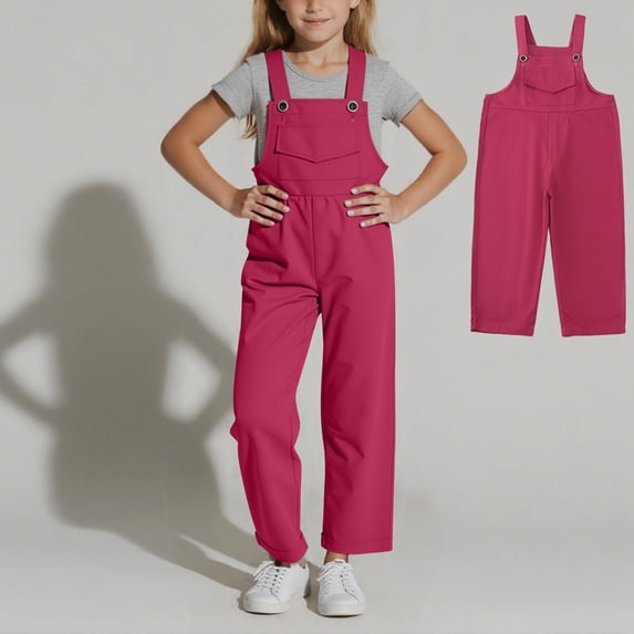 Toddler Girls Casual Jumpsuit Rompers Adjustable Strap Jumpsuits with Pockets Girls Outfits Size 2T
