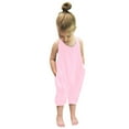 thumbnail image 1 of Toddler Girls Fashion Solid Casual Romper Sleeveless Kids Spaghetti Strap Loose Romper Wide Leg Pants Outfits Girls Fashion 2T, 1 of 8