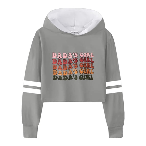 Toddler Girls Casual Long Sleeve Hoodies Casual Loose Fit Hoodies Sweatshirts Short Pullover Letter Print Striped Tops Sweatshirt Tops Size 3-4T,Gray