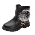 thumbnail image 1 of Toddler Girls Casual Shoes Princess Fashion Bowkont Cotton Leather Boots Solid Color Closed Toe Casual Sneakers Outwear, 1 of 1