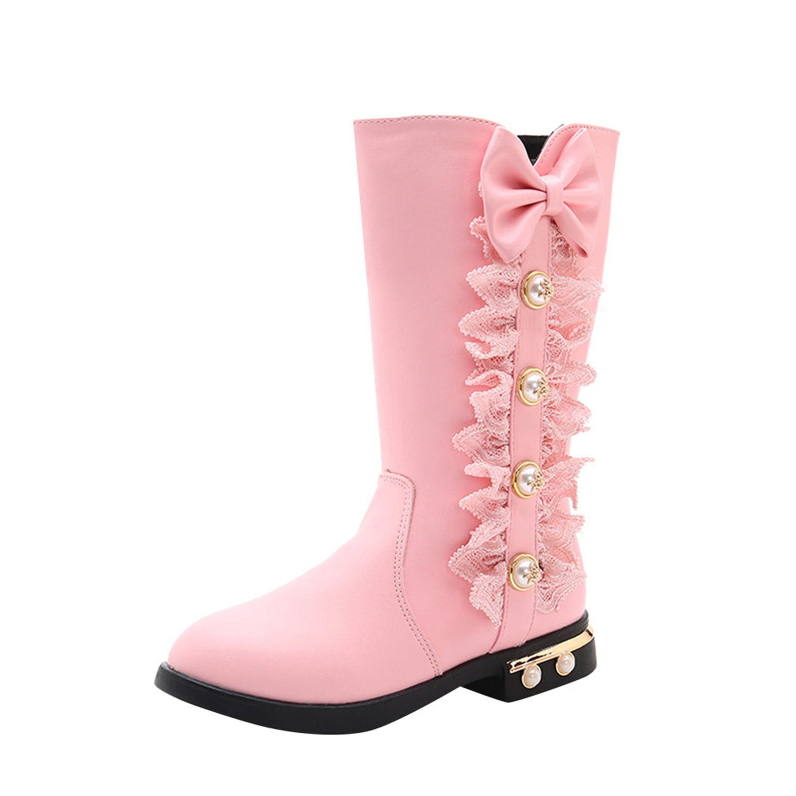 Toddler Girls Casual Shoes Princess Lace Boots Fashion Bowkont Knee