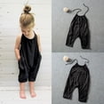 thumbnail image 1 of Toddler Girls' Casual Sleeveless Jumpsuits Kids Spaghetti Strap Loose Romper Wide Leg Pants Outfits Preppy Clothes 3T, 1 of 7