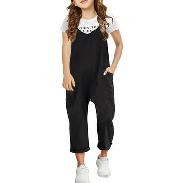 Toddler Girls Casual Summer Outfits Spaghetti Strap Sleeveless with Pockets V Neck Girls Summer Clothes 8-9 Years