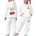thumbnail image 1 of Toddler Girls Cherry Print Sweatsuit Set​ 2PC Long Sleeve Hooded Sweatshirt and Pants Cute Fall Girls Clothes Set, 1 of 7