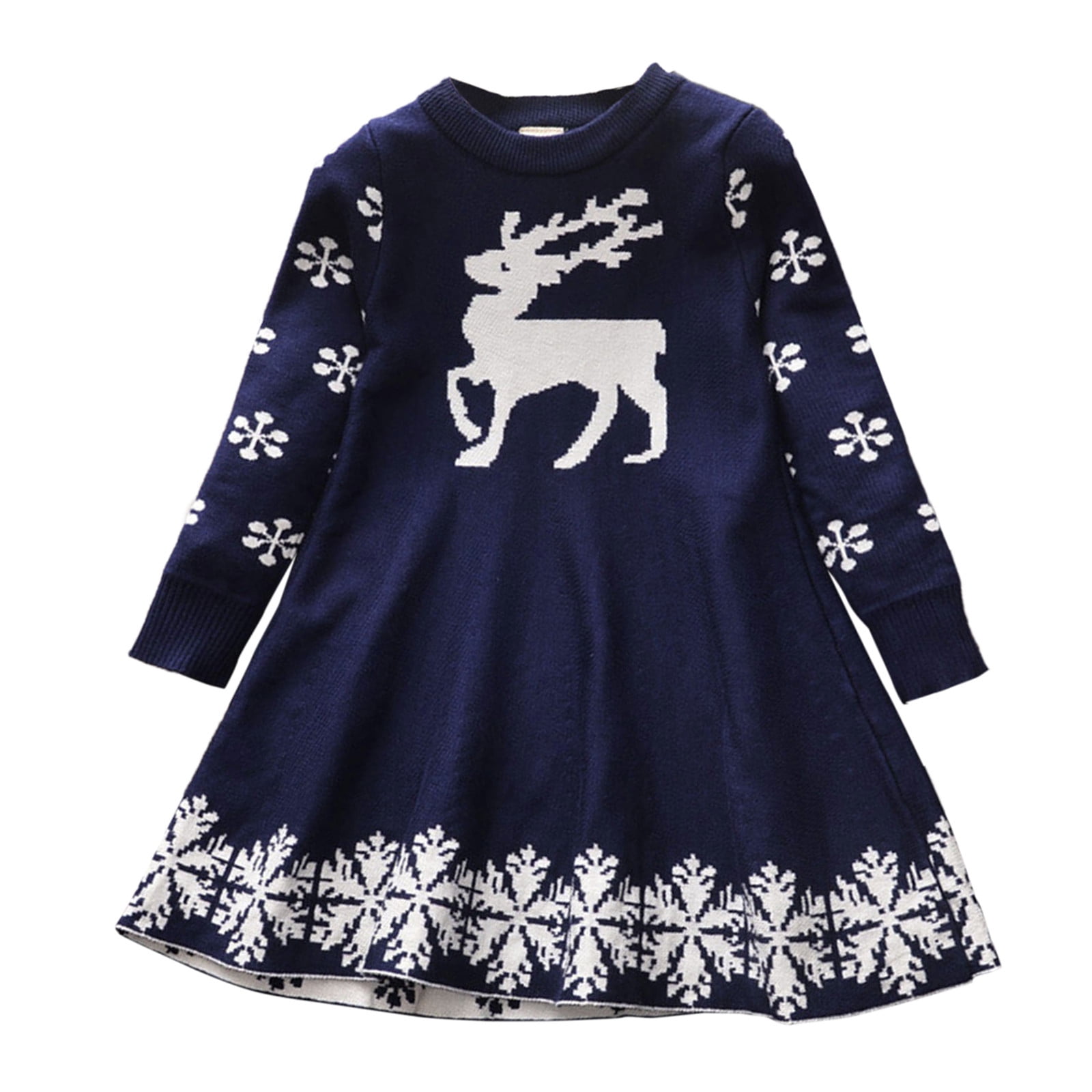 Toddler Girls Children Winter Christmas Long Sleeve Deer Snowflakes