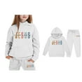 thumbnail image 1 of Toddler Girls Jesus Loves You Hooded Sweatshirts Long Sleeve Warm Graphic Hoodies Oversize Pullover and Sweatpants 2 Pcs Fall Winter Clothes Cute Sweatshirts 2T, 1 of 5
