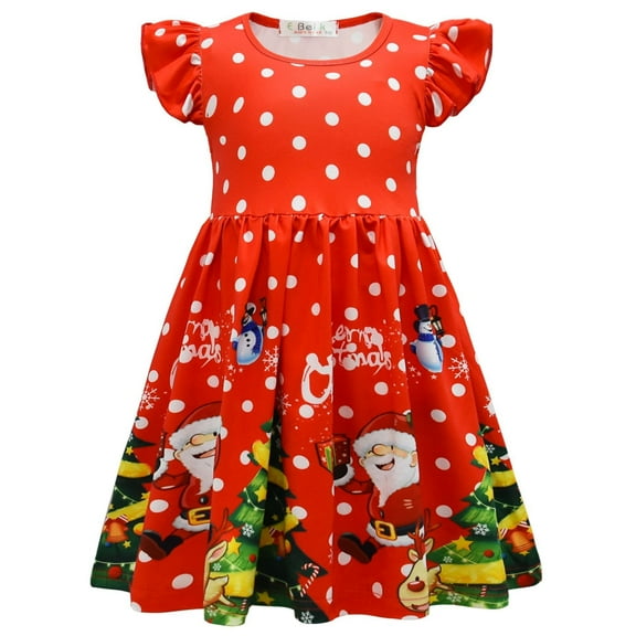 Toddler Girls Christmas Dress Santa Birthday Party Costume 2-7T