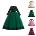 thumbnail image 1 of Toddler Girls Christmas Long Sleeve Print Tulle Embroidery Lace Ruffles Party Evening Wedding Dress Girls Princess Dress for Holiday Celebration, 1 of 4