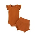 thumbnail image 1 of Toddler Girls Clothes Efsteb Toddler Girl Summer Outfits Casual Solid Color Fashion Comfy Round Neck Sleeveless T Shirts Shorts Set Outfits (Brown,0-3 Months), 1 of 8