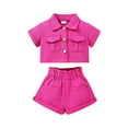 thumbnail image 1 of Toddler Girls Clothes Efsteb Toddler Kids Girl Clothes Sets Cute Pattern Printed Casual Fashion Comfy Round Neck Short Sleeve T Shirts Shorts Set Summer Outfits (Pink,7Y), 1 of 6