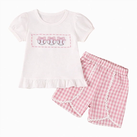 Toddler Girls Clothes 1T 2T 3T 4T 5T Summer Outfits Baby Kids Short Sleeve T-Shirt Tops & Shorts Sets Kaprioy 4th of July Outfits for Girls