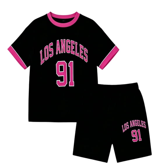 Toddler Girls Clothes 2 Piece Outfits Short Sleeve Tops with Letter Print and Shorts Outfits Size 1-2T