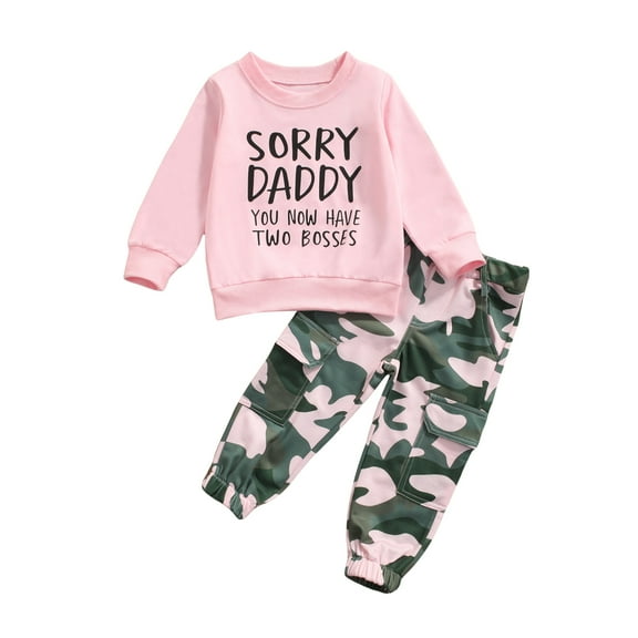 Toddler Girls Clothes 2T 3T 4T 5T Fall Outfits Baby Pullover Sweatshirt  Camouflage Pants Set Kids Winter Sweatsuit