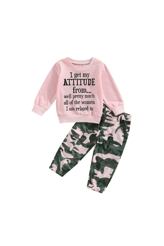 Toddler Girls Clothes 2T 3T 4T 5T Fall Outfits Baby Pullover Sweatshirt Camouflage Pants Set Kids Winter Sweatsuit